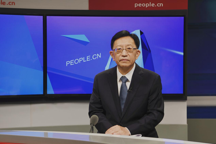 中國節(jié)能環(huán)保集團有限公司黨委書記、董事長宋鑫做客人民網(wǎng)。人民網(wǎng)記者 王曉嘯 攝